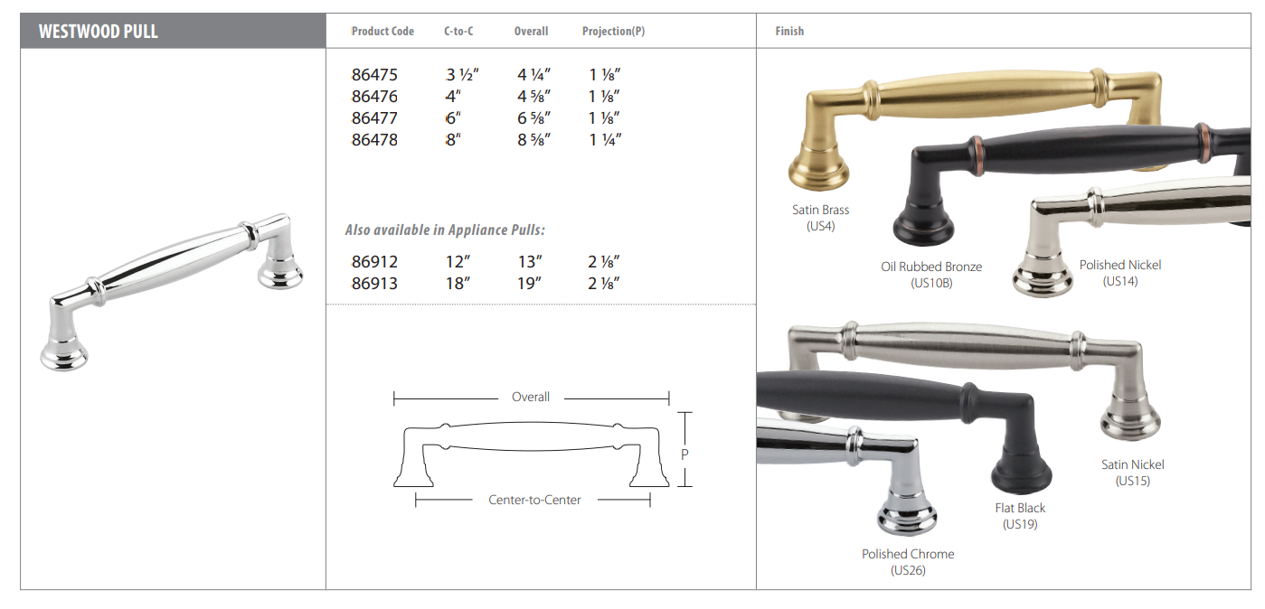 Emtek 86912 | Westwood | Appliance Pull | www.TMHardware.com